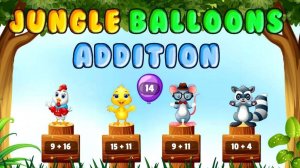 Jungle Balloons Addition Math Game